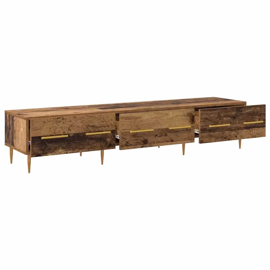 Mobile TV moderno HELLOSHOP26 in legno composito e metallo, colore marrone, L: 150 cm, P: 36 cm, H: 30 cm – 2
