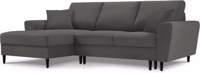 Divano convertibile angolare sinistro Kyoto di Cosmopolitan Design, modello a 4 posti in velluto a coste grigio con contenitore e funzione letto, L/P/H: 241 x 145 x 88 cm – 1