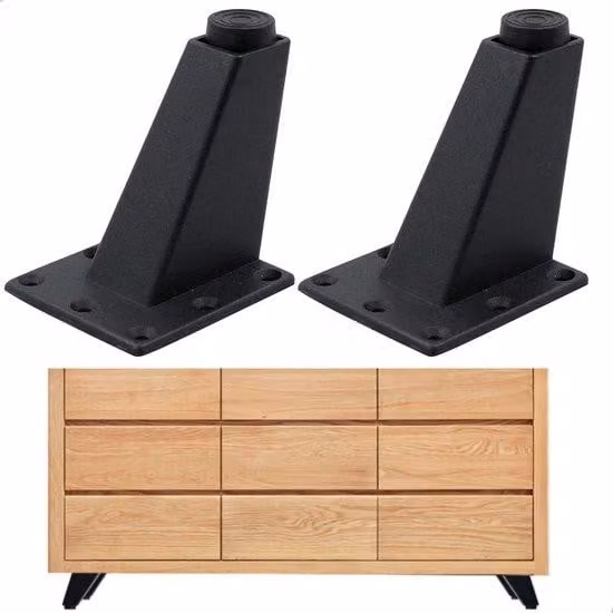 Piedini adesivi e di supporto – Adatti per armadi, tavolini, mobili TV e altri mobili – Altezza regolabile – Set da 4 (8 x 7 x 6,3 cm) – Robusti, durevoli e con elevata capacità di carico – Alluminio resistente alla ruggine con superficie liscia