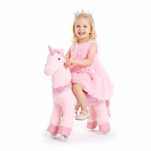 VEVOR Unicorno Cavalcabile Rosa per Bambini, Unicorno Cavalcabile con Ruote, Senza Batterie, Anello Anti-Ribaltamento, Sedile Rialzato, Maniglie e Pedali, Carico Massimo 50 kg, Per Bambini 3-8 Anni