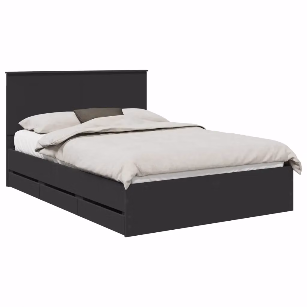 Struttura del letto moderna vidaXL in legno ingegnerizzato nero con cassetti, L/P/H: 140 x 200 x 143 cm – 2