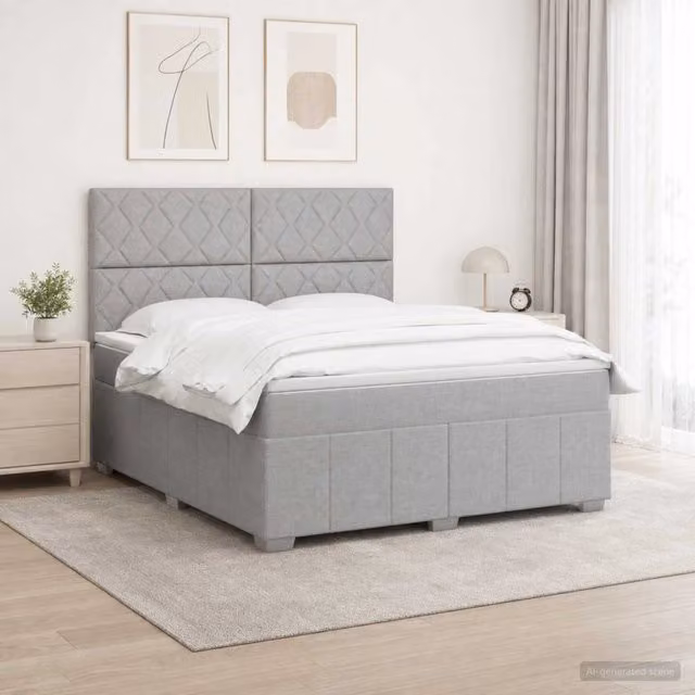 Letto box spring con materasso vidaXL Grigio Chiaro L: 140 cm, P: 200 cm