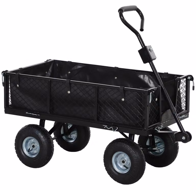 Carrello robusto - Carrello da trasporto - Carrello con struttura in acciaio resistente - Capacità: 114 litri