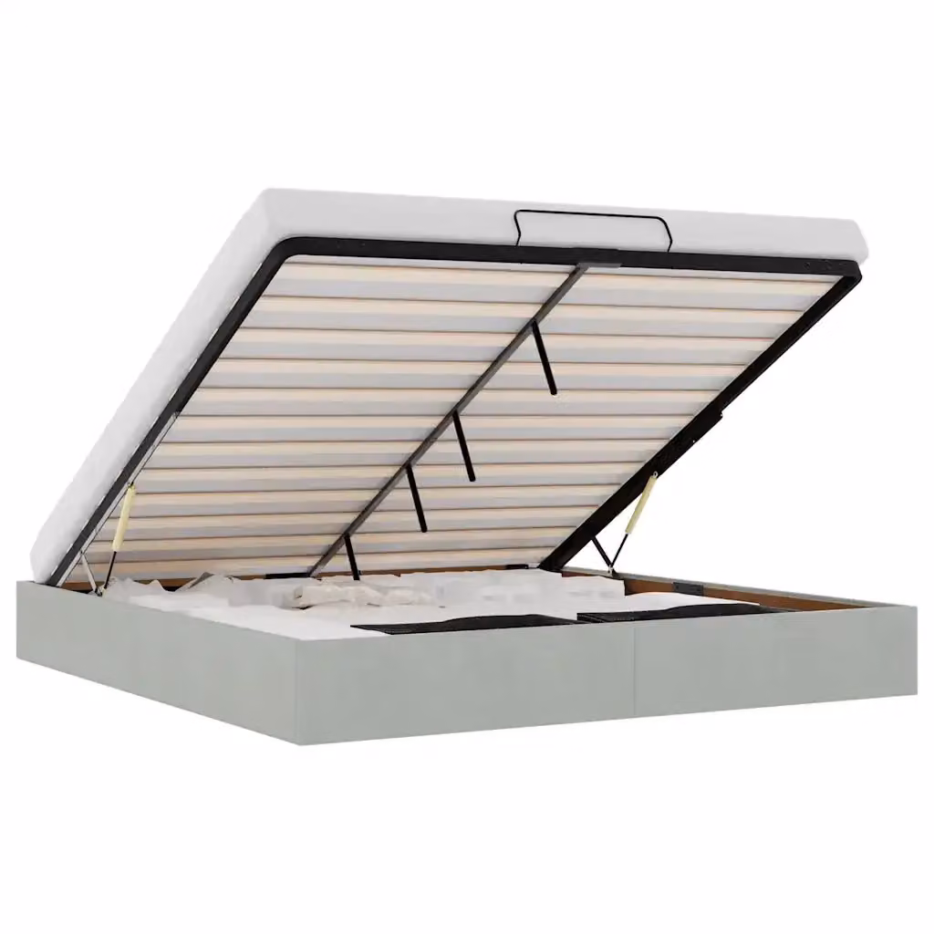 Struttura Letto con Contenitore a Alzata vidaXL in Velluto Grigio L/P/H: 160 x 200 x 23,5 cm – 2