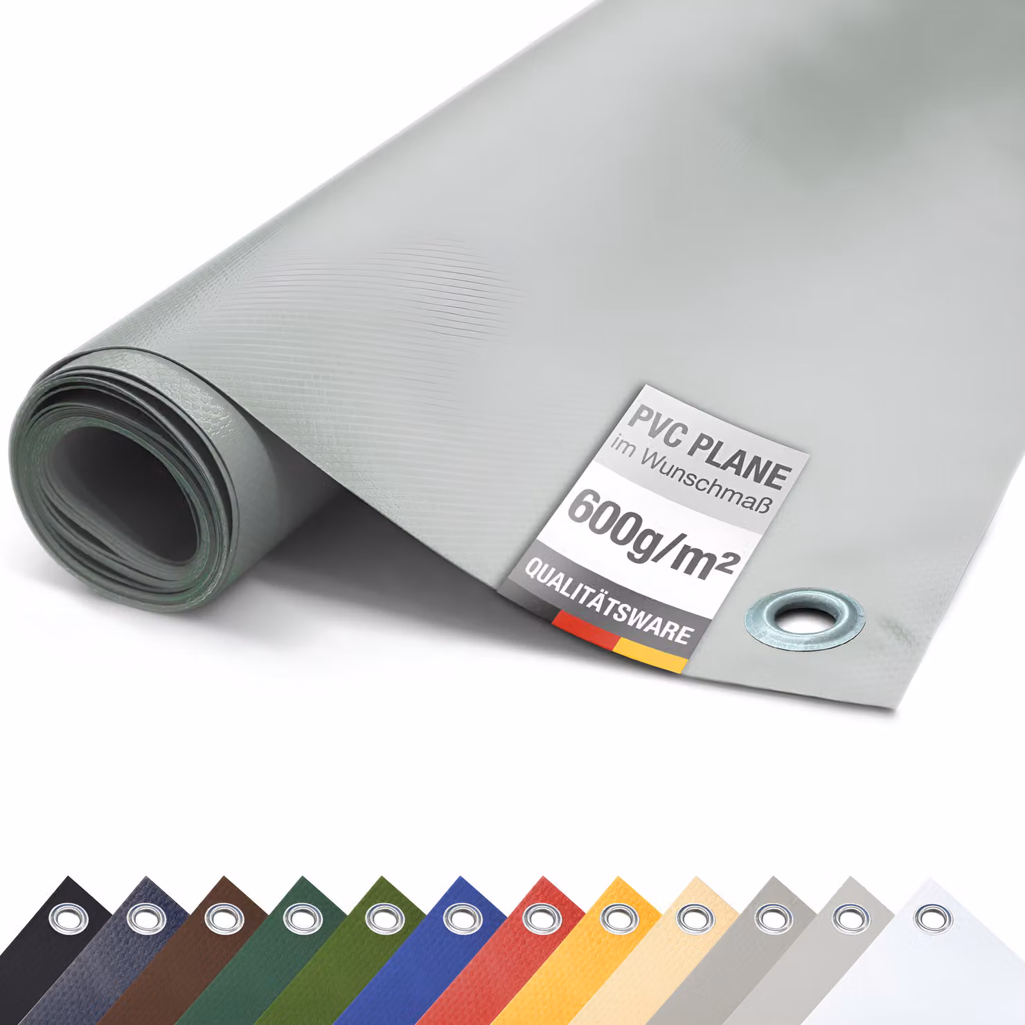 Telone per camion in PVC 600g/m² con occhielli Telone protettivo opaco (grigio chiaro, 3m x 5m)