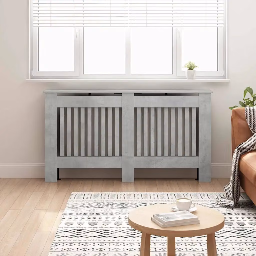 Copertura per radiatori vidaXL in MDF Grigio Cemento L: 152 cm, P: 19 cm, H: 81,5 cm