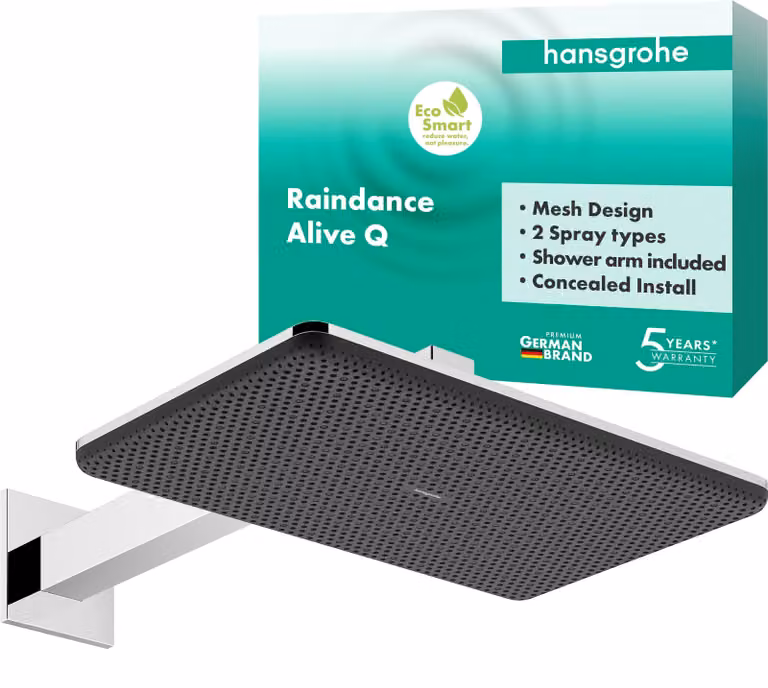 Doccia a soffitto, dimensioni 210x340 mm, 2 getti, tecnologia EcoSmart, finitura cromata