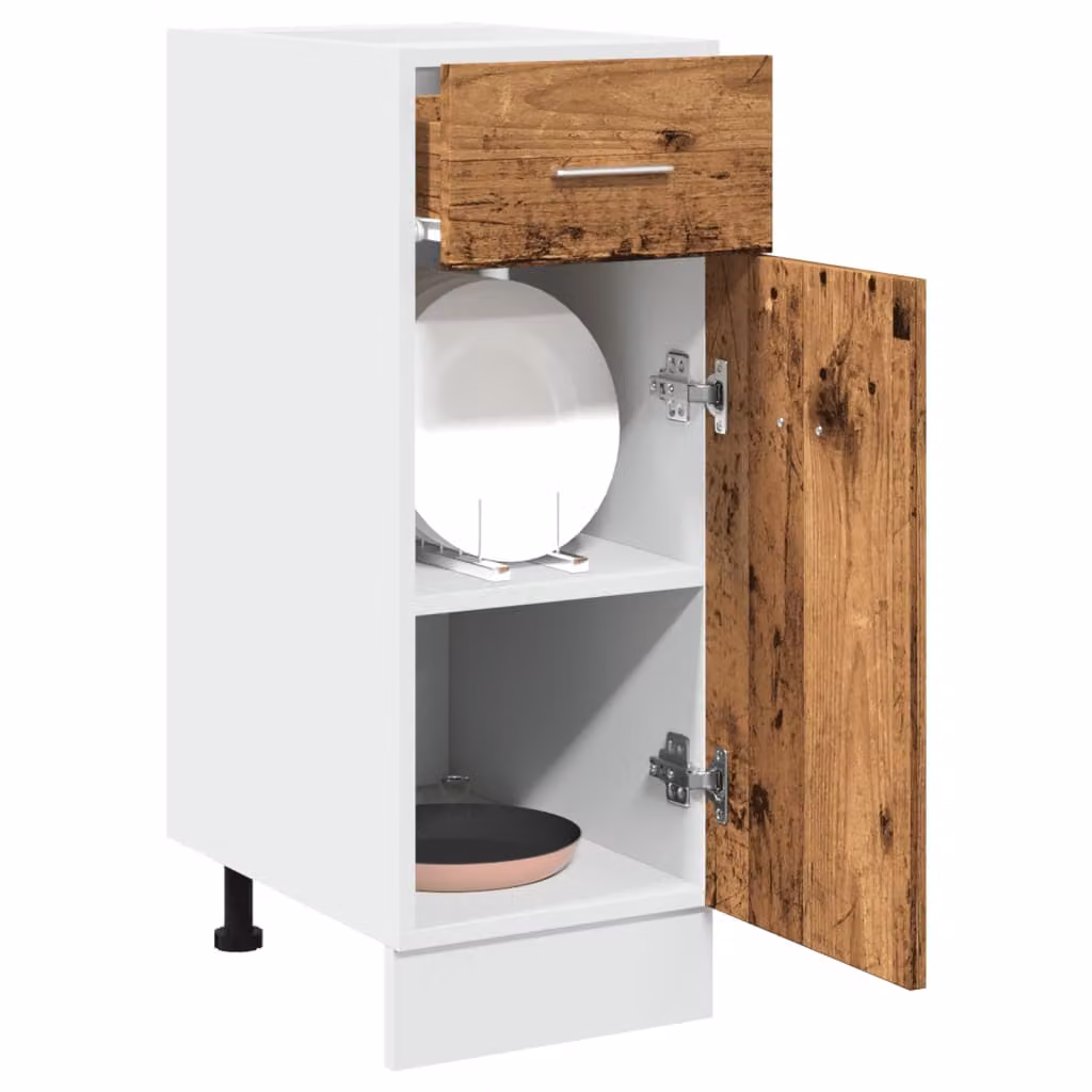 Armadio base da cucina vidaXL Lyon con ante a battente e cassetti in legno, disponibile nei colori marrone o bianco, L: 30 cm, P: 46 cm, H: 81,5 cm