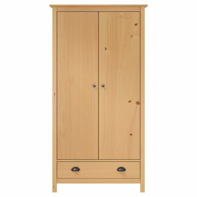 Armadio a 2 Ante Hill 89x50x170 cm Legno Massello di Pino