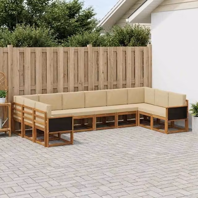Set di divani da esterno vidaXL in legno di acacia con cuscini, beige e marrone