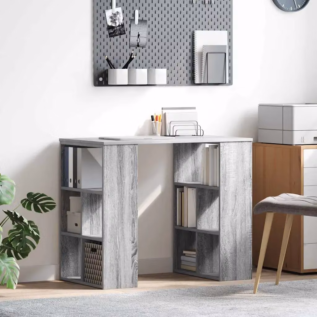 Scrivania da ufficio vidaXL in legno ingegnerizzato grigio, L 90 x P 50 x H 75 cm