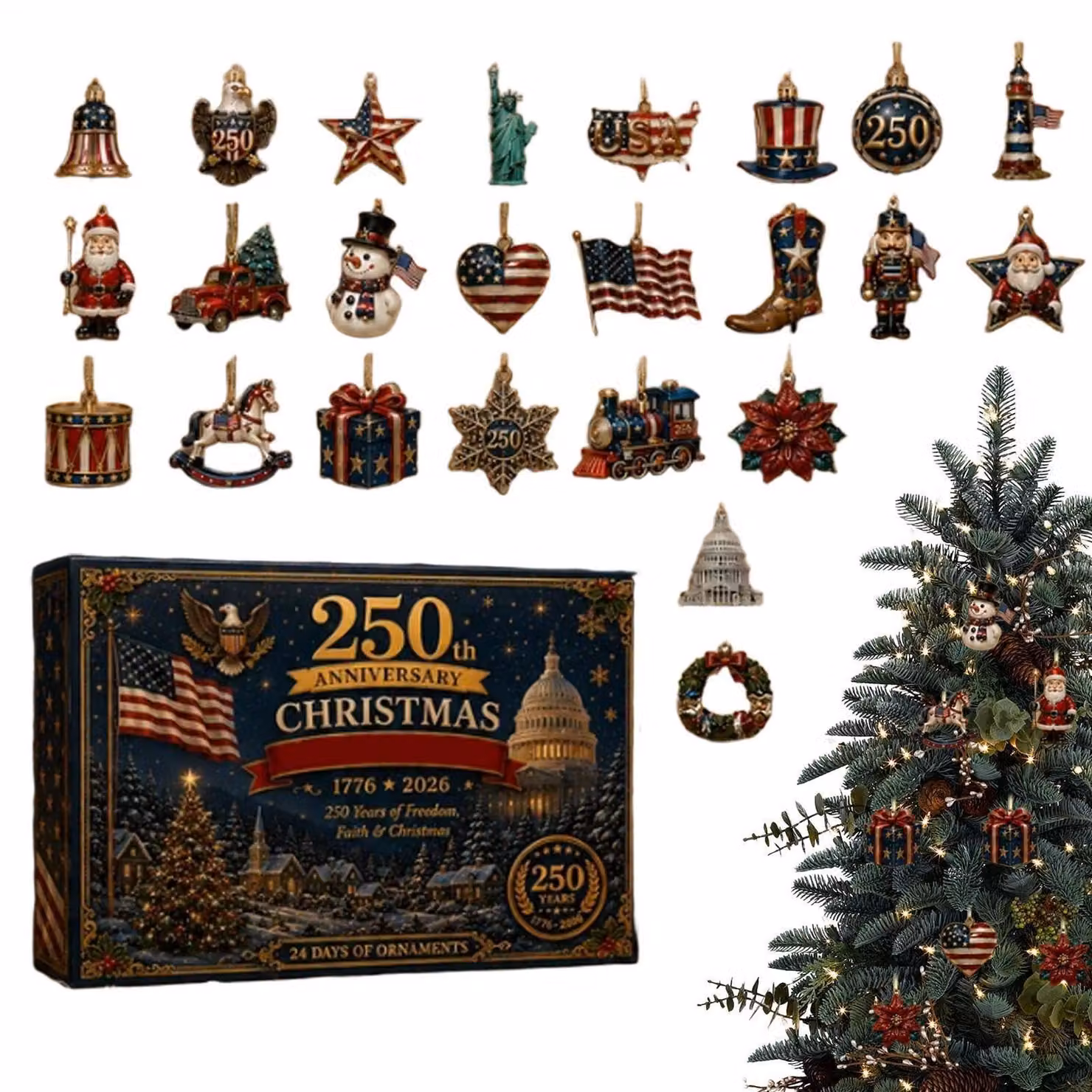 Calendario dell'Avvento a tema Babbo Natale - Design patriottico
