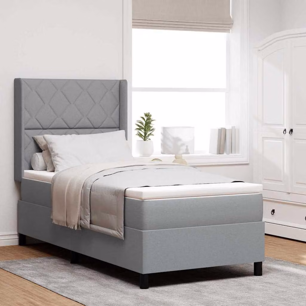 Maison Exclusive - Letto boxspring con cuscini, grigio chiaro, 200 x 100 cm, tessuto
