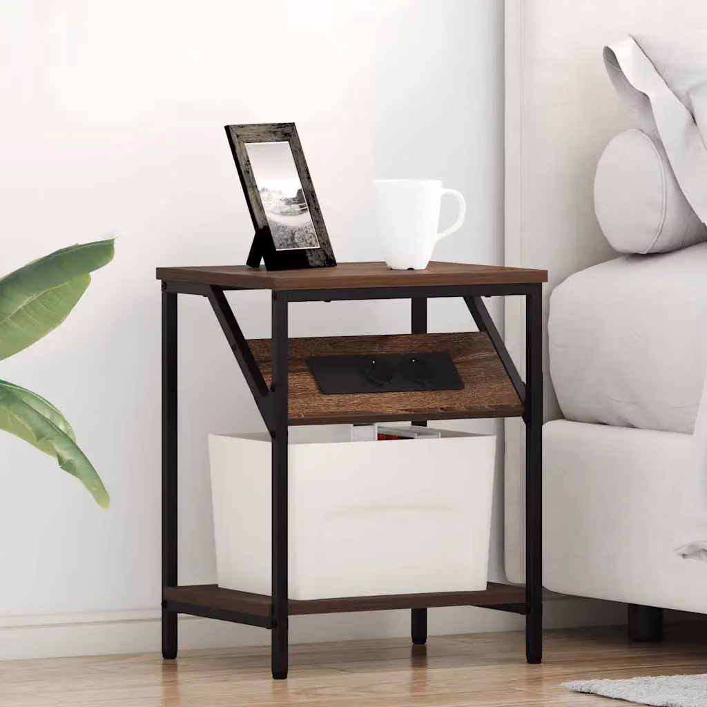 Set di 2 Armadi da Notte vidaXL in Rovere Marrone, L 38 cm x P 30 cm x H 48 cm