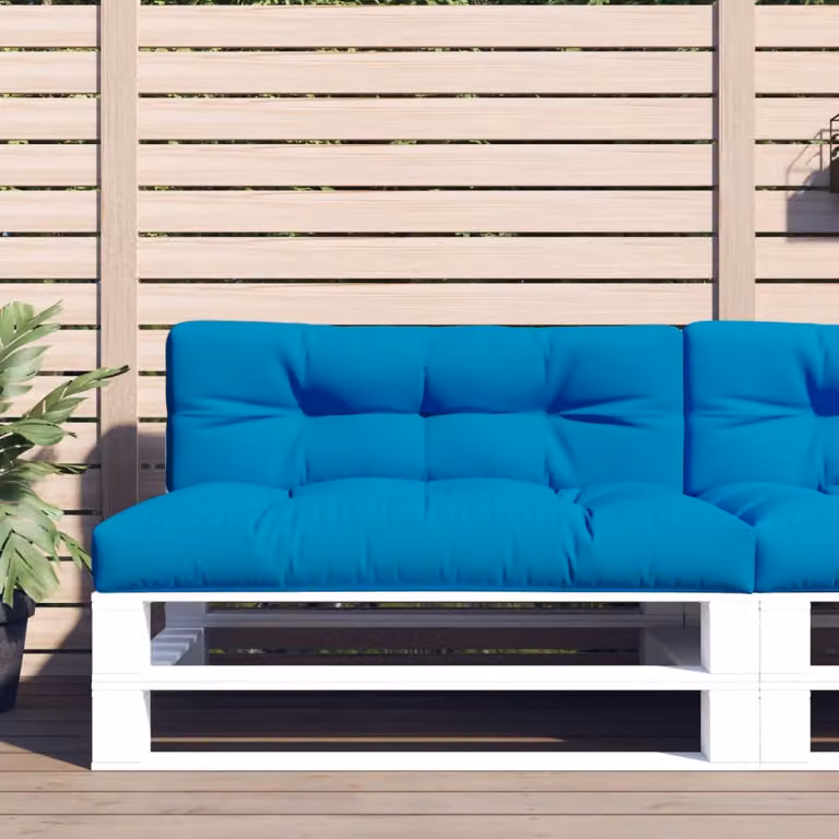 vidaXL Cuscino per Pallet Blu Chiaro in Tessuto Idrorepellente e Resistente ai Raggi UV L: 120 cm, P: 40 cm, H: 12 cm