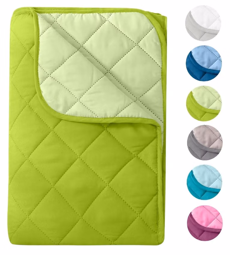 Letto estivo in microfibra reversibile, verde, dimensioni 200 x 200 cm
