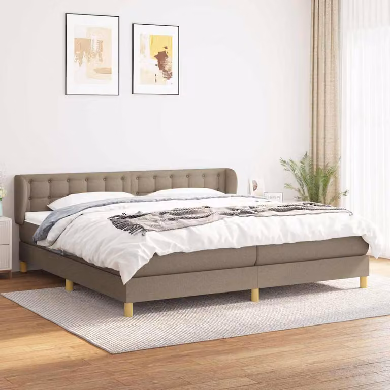 vidaXL Letto Ibrido con Giroletto a Molle e Materasso a Tasche, Colore Tortora, L/P: 200 x 200 cm