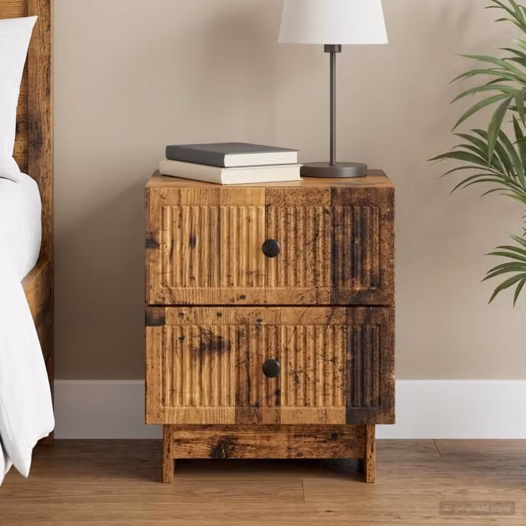 Armadio da notte con cassetto vidaXL in legno color marrone, L 43 cm x P 34,5 cm x H 47,5 cm