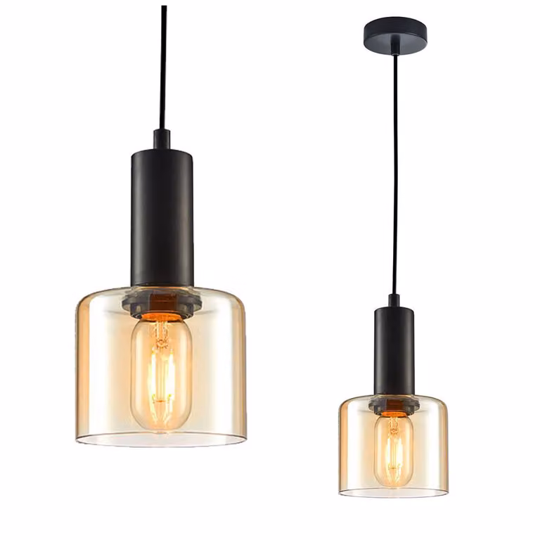 Lampada a sospensione Santia nero-ambra 1xE27x10W in vetro, dimensioni: 107,8x15x15 cm, IP20, Italux
