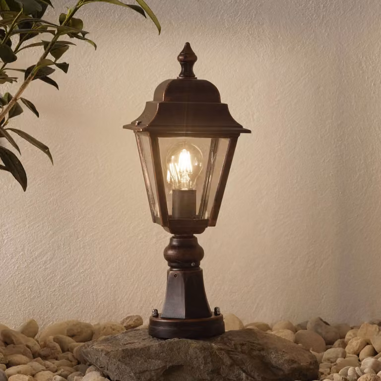LCD Lampione da giardino TOULOUSE, Nero, Alluminio, Antico, Lampada da esterni