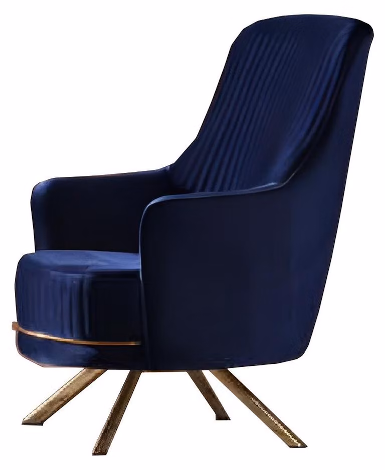 Sessel 1 Sitzer Wohnzimmer Moderne Design Elegantes Möbel Blau Luxus