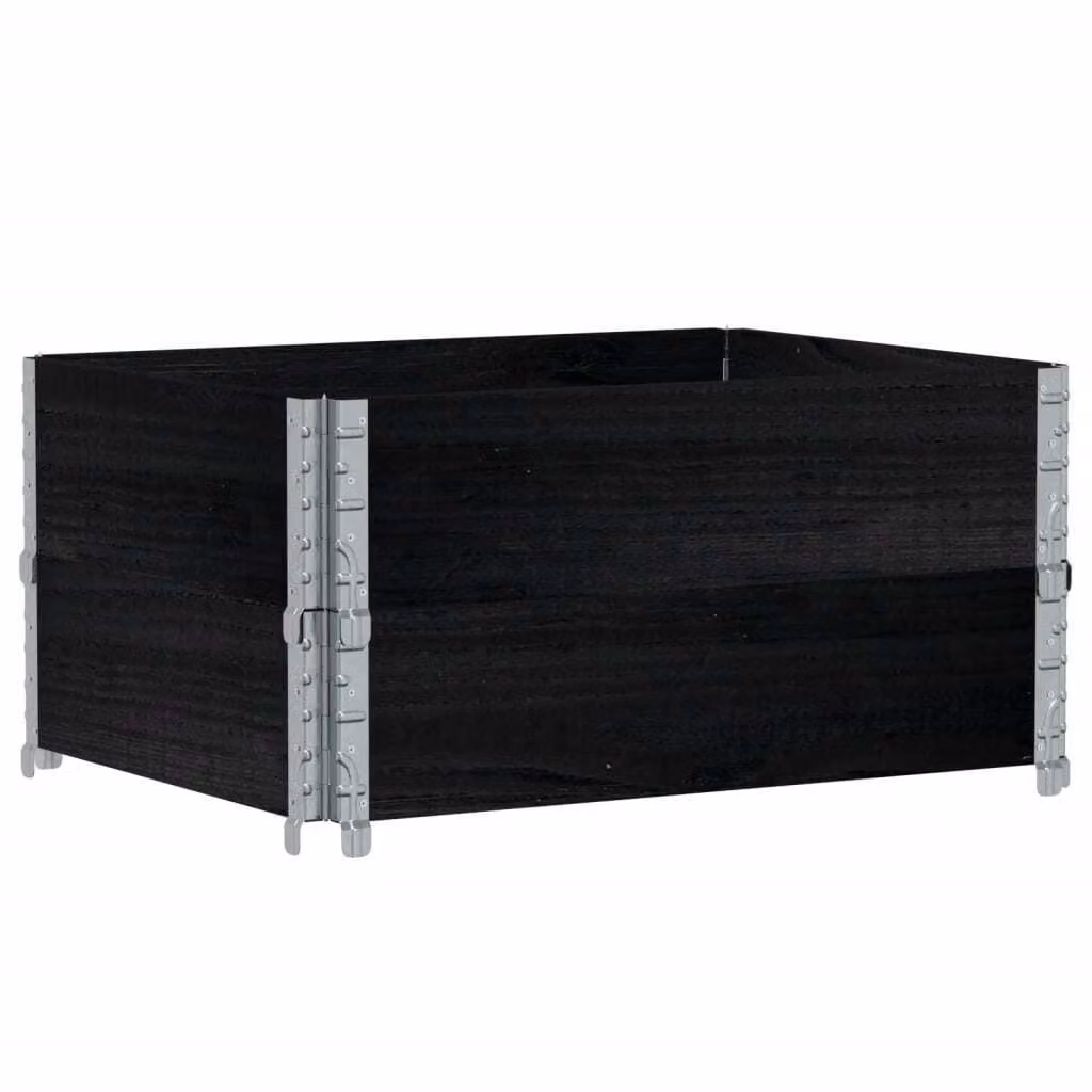 Paretali per Pallet 2 pz Neri 80x60cm in Legno Massello di Pino