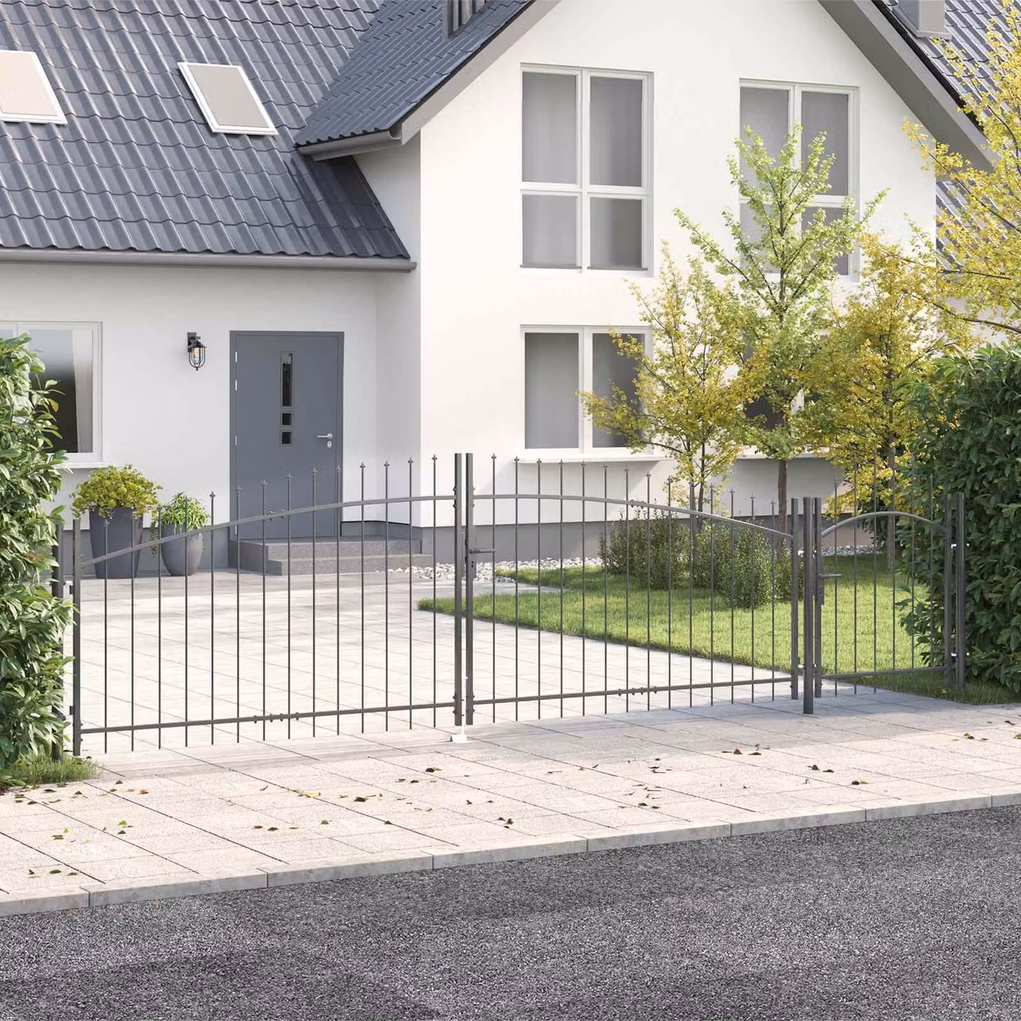 Cancello da giardino doppio vidaXL WOERDEN in acciaio antracite L: 500 cm, H: 125 cm, Bloccabile