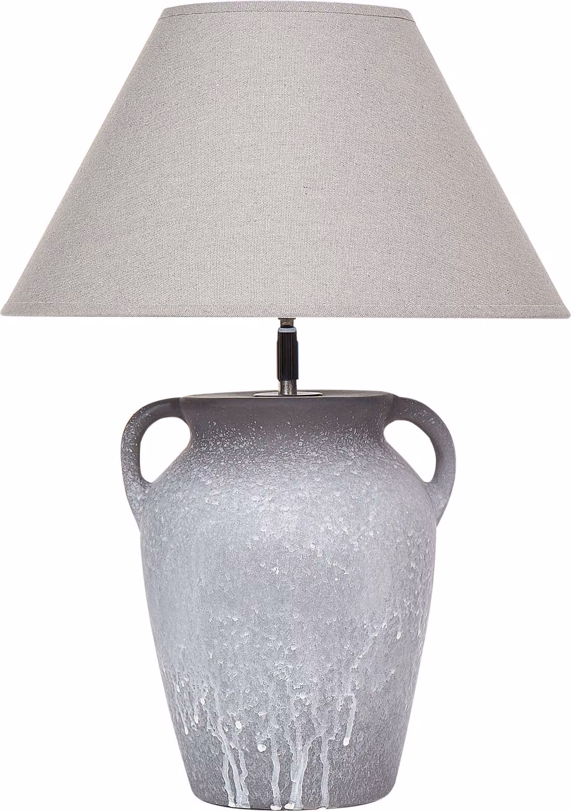 BELIANI Lampada da tavolo base in Vetroceramica grigia paralume regolabile in lino design moderno e minimalista soggiorno camera da letto