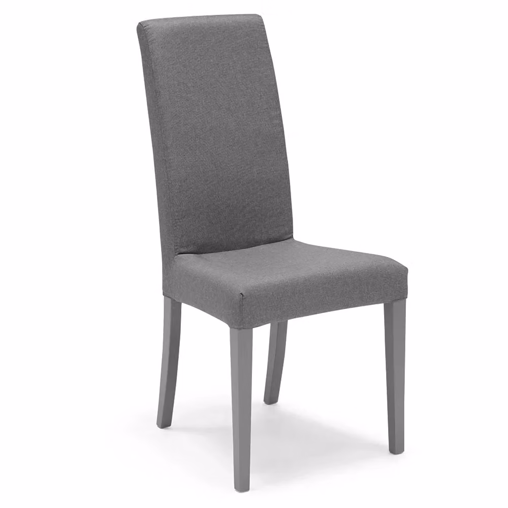 Set di 2 sedie imbottite EDI Redokasa con struttura in legno e rivestimento in tessuto sfoderabile Grigio per sala da pranzo, cucina o soggiorno – 2