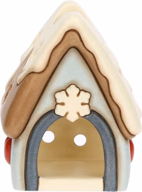 Porta tea-light casetta con vischio Inverno Incantato Thun in ceramica multicolore