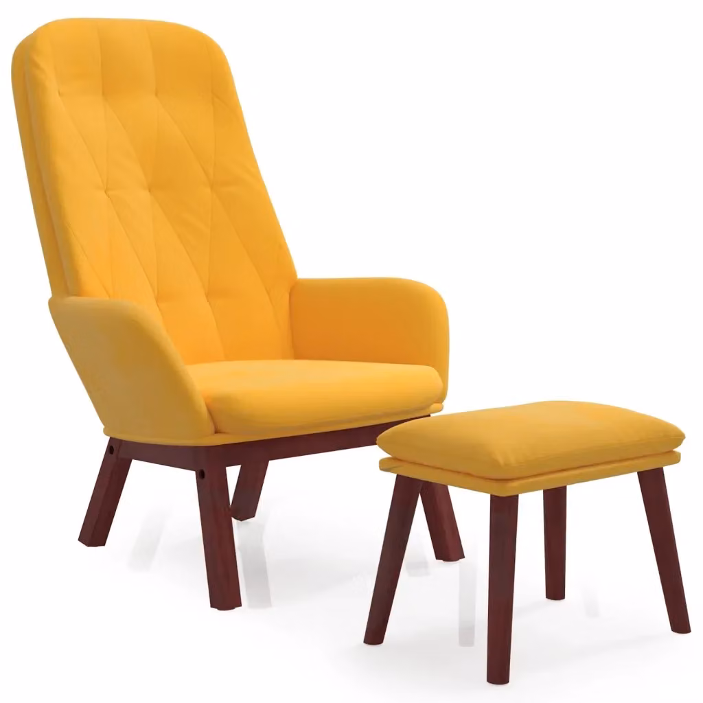 Poltrona Relax con Poggiapiedi vidaXL in Velluto Giallo con Braccioli e Struttura Moderna – 2