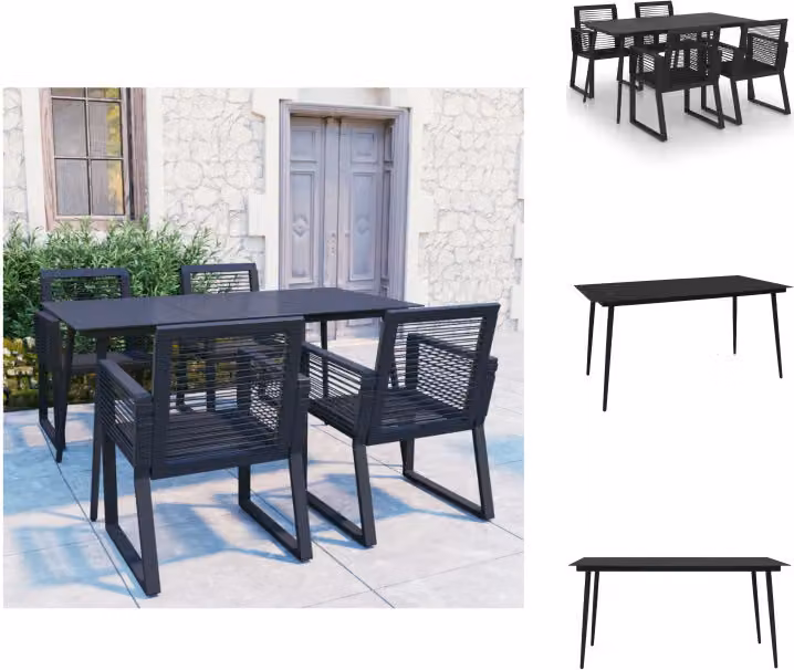 vidaXL Set da pranzo da giardino 5 pezzi in PVC rattan nero - Set di mobili da giardino