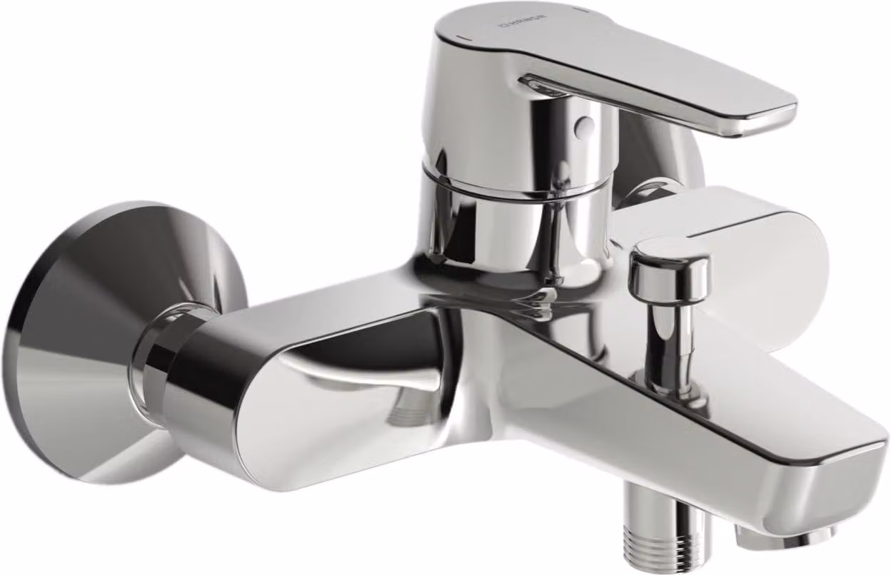 Miscelatore per bagno da montare a parete, portata 20/19 l/min, sporgenza 157 mm, finitura cromata