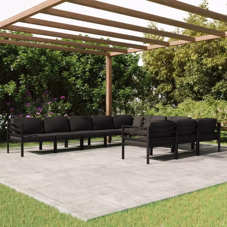 Maison Exclusive - Set Divani da Giardino 10 pz con Cuscini in Alluminio Antracite