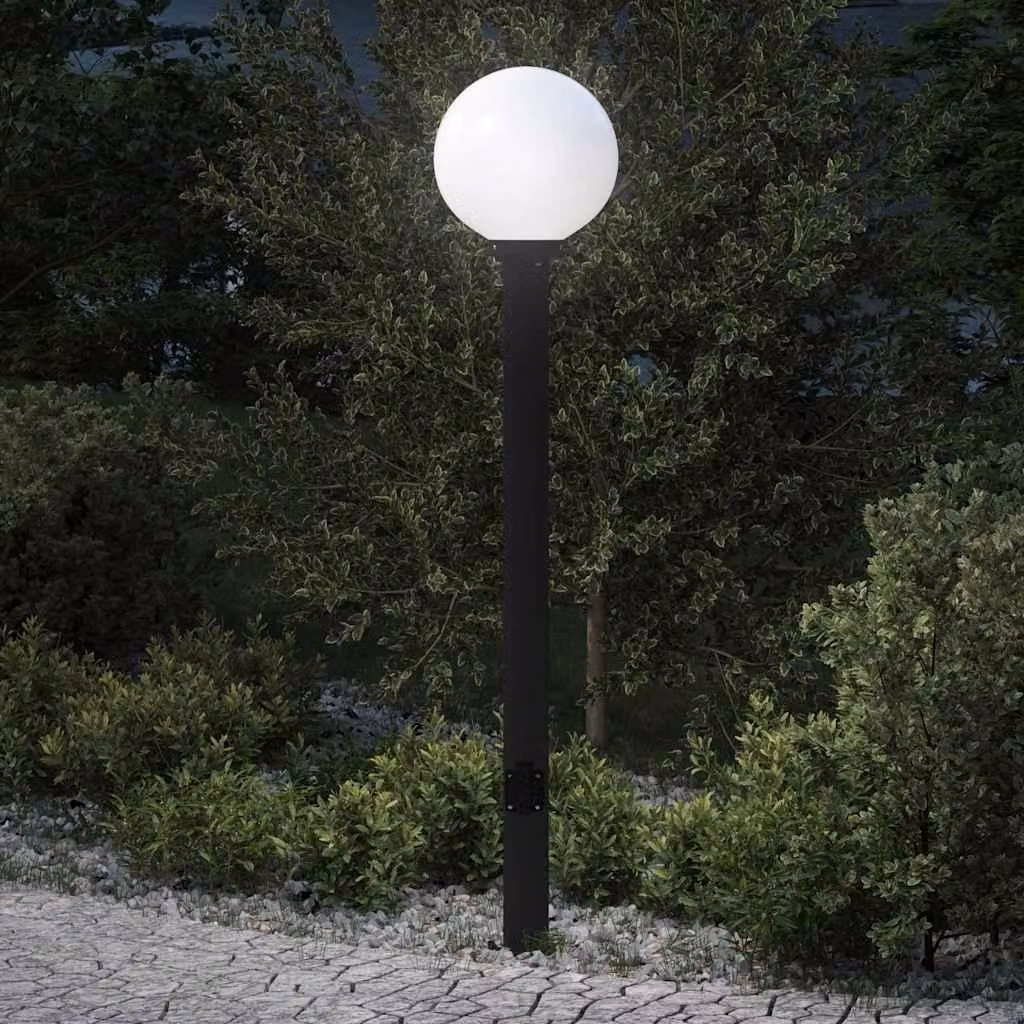 Lampada a paletto con presa di corrente 120 cm Nera IP44