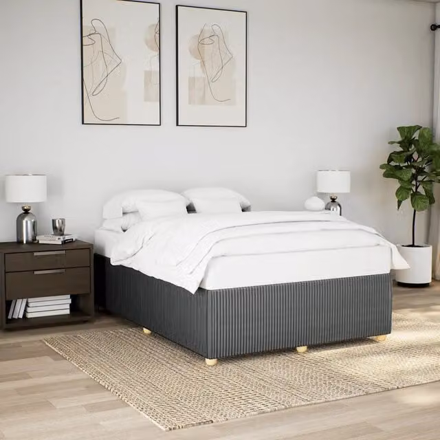 Giroletto senza Materasso-Struttura Letto Grigio Scuro 160x200 cm Tessuto
