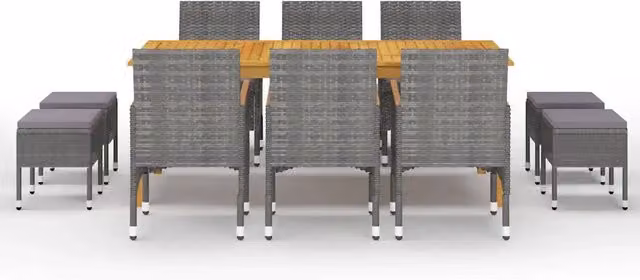 Set da pranzo da giardino vidaXL in legno di acacia oliato grigio 11 pz