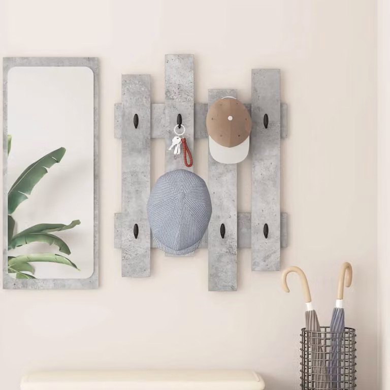 Appendiabiti a muro vidaXL moderno in MDF Grigio, L: 60 cm, P: 3 cm, H: 82 cm