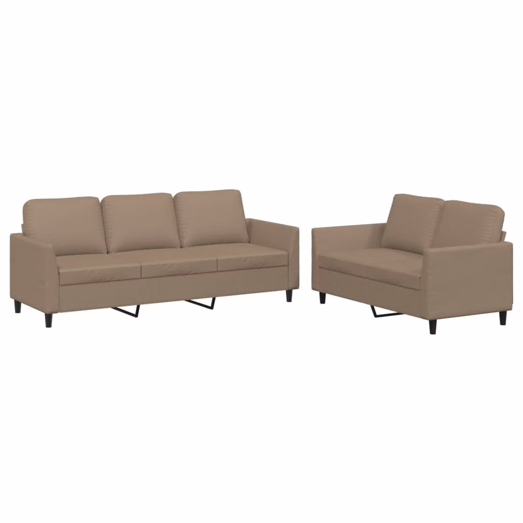 Set di Divani 2 pz con Cuscini cappuccino in Pelle finta