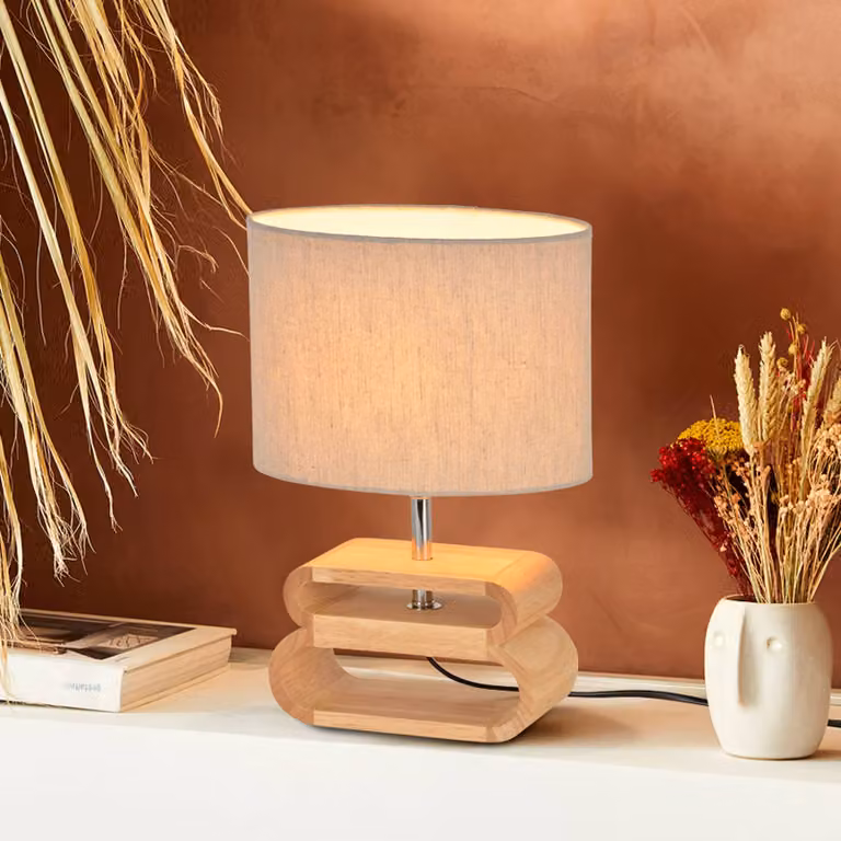 COREP Lampada da tavolo Oslo, Bianco / Opale, Soggiorno / Sala da pranzo, Legno, Scandinavo, Lampada da tavolo