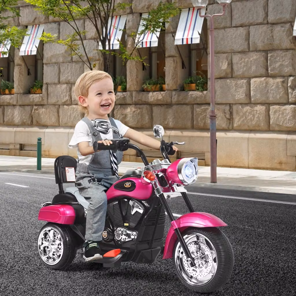 Moto cavalcabile stile chopper per bambini e bambine, alimentata a batteria, colore viola – 2