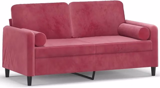 Divano | Divano da soggiorno | Sofa a 2 Posti con Cuscini Rosso Vino 140 cm in Velluto