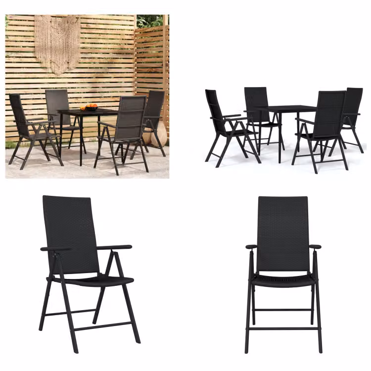 vidaXL Set da pranzo da giardino 5 pezzi nero - Set da pranzo da giardino - Set da pranzo da giardino - Set da pranzo - Set da salotto
