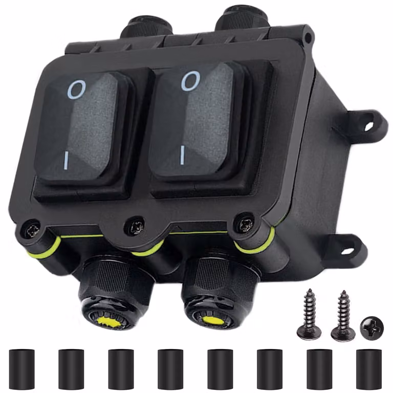 Interruttore a filo, grado di protezione IP68, resistente all'acqua, DPST, 16A, 250V, 4 poli, 2 posizioni