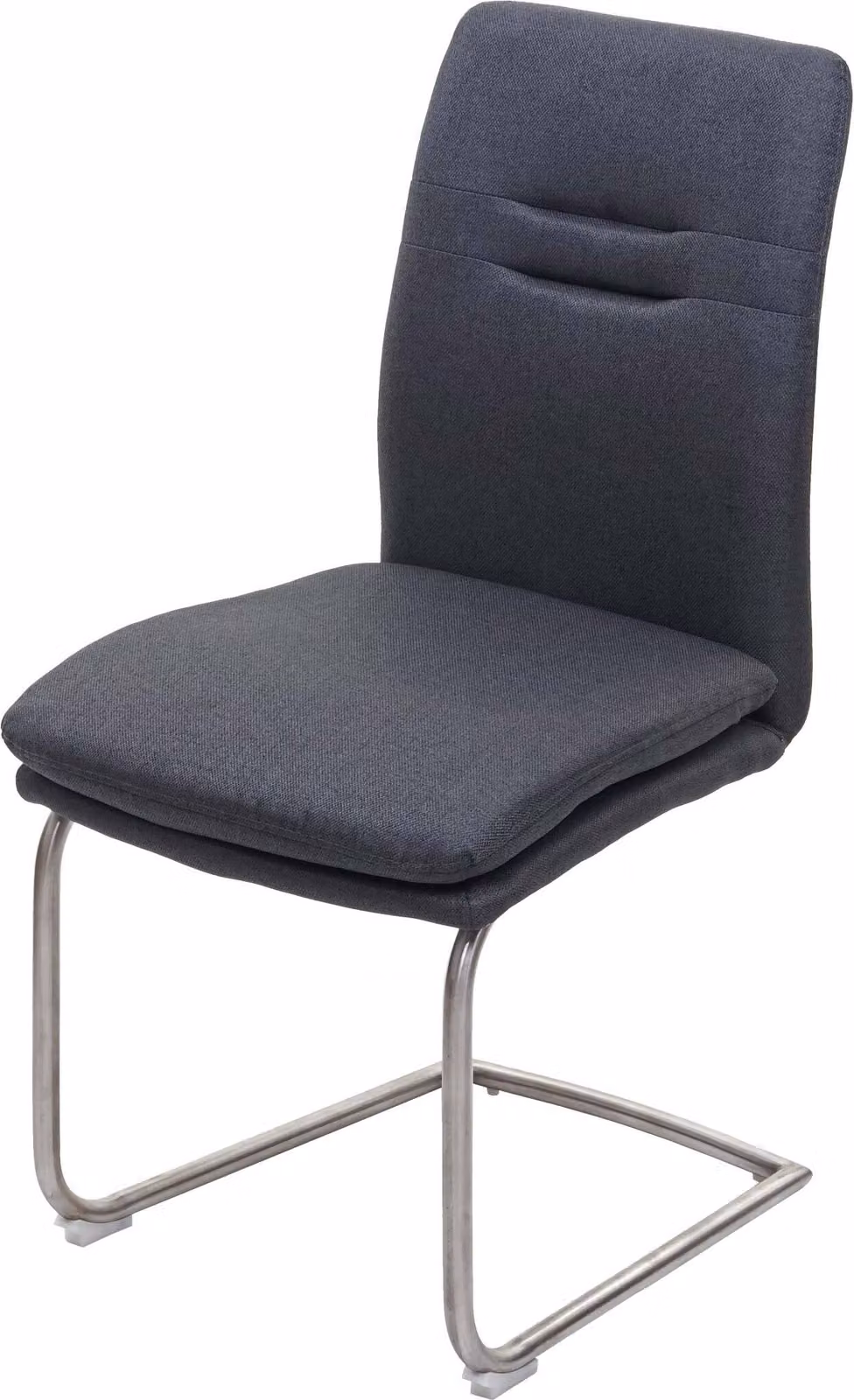 Sedia da pranzo HWC-H70, sedia da cucina poltrona cantilever, tessuto/tessuto acciaio inox spazzolato ~ grigio scuro