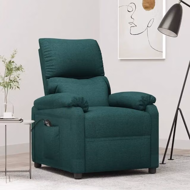 Poltrona elettrica reclinabile relax vidaXL in tessuto verde con braccioli
