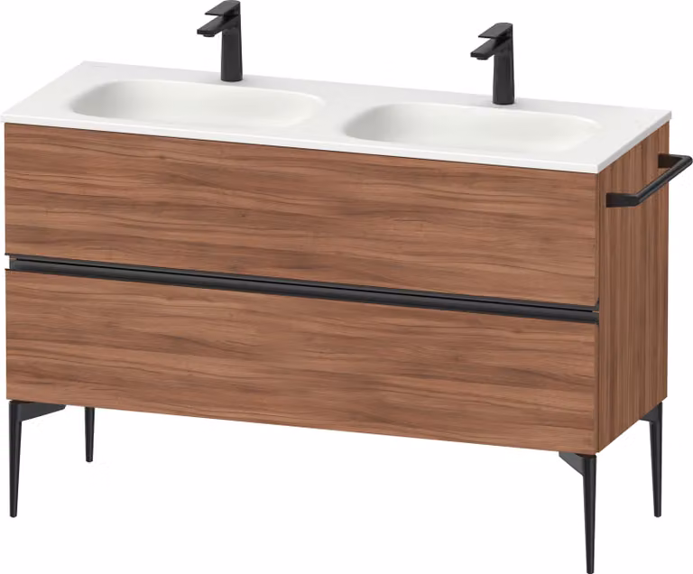 Duravit Sivida Meuble sous-lavabo, 2 tiroirs, poignée noire diamantée mate, 1280x477x592mm, pour Sivida, SV46540BD790000, SV46540BD790000