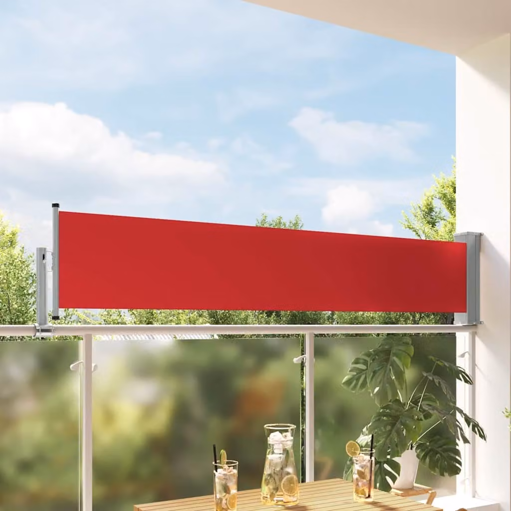 Tenda Laterale Retrattile vidaXL per Patio in Poliestere e Acciaio, Rossa, L: 300 cm, H: 60 cm