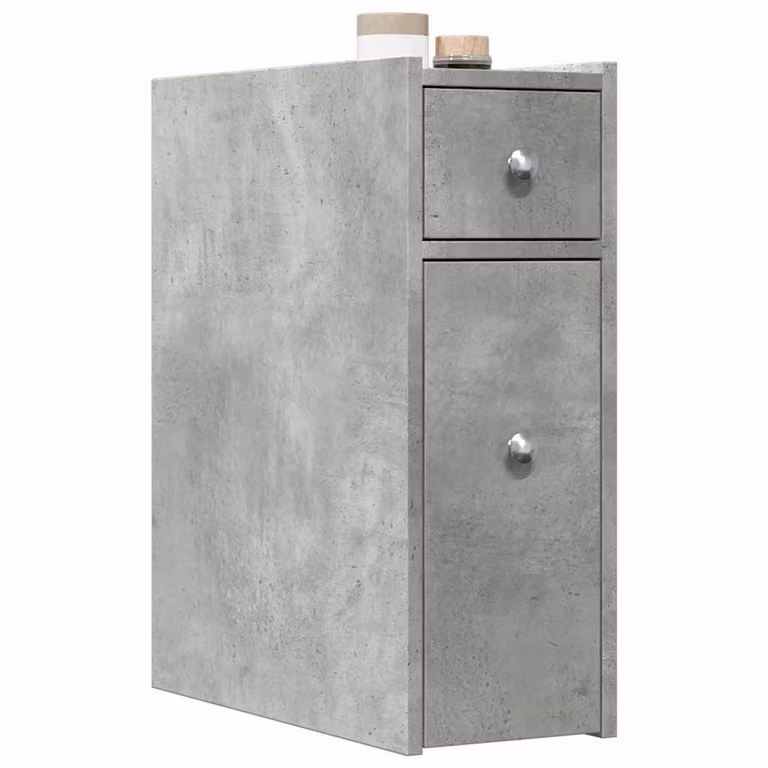 vidaXL Armadietto da Bagno con Ruote e Cassetti Grigio e Nero in MDF e Legno L: 50 cm, P: 20 cm, H: 60 cm