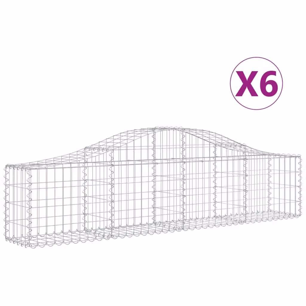 Cesti Gabbioni ad Arco 6 pz 200x30x40/60 cm Ferro Zincato